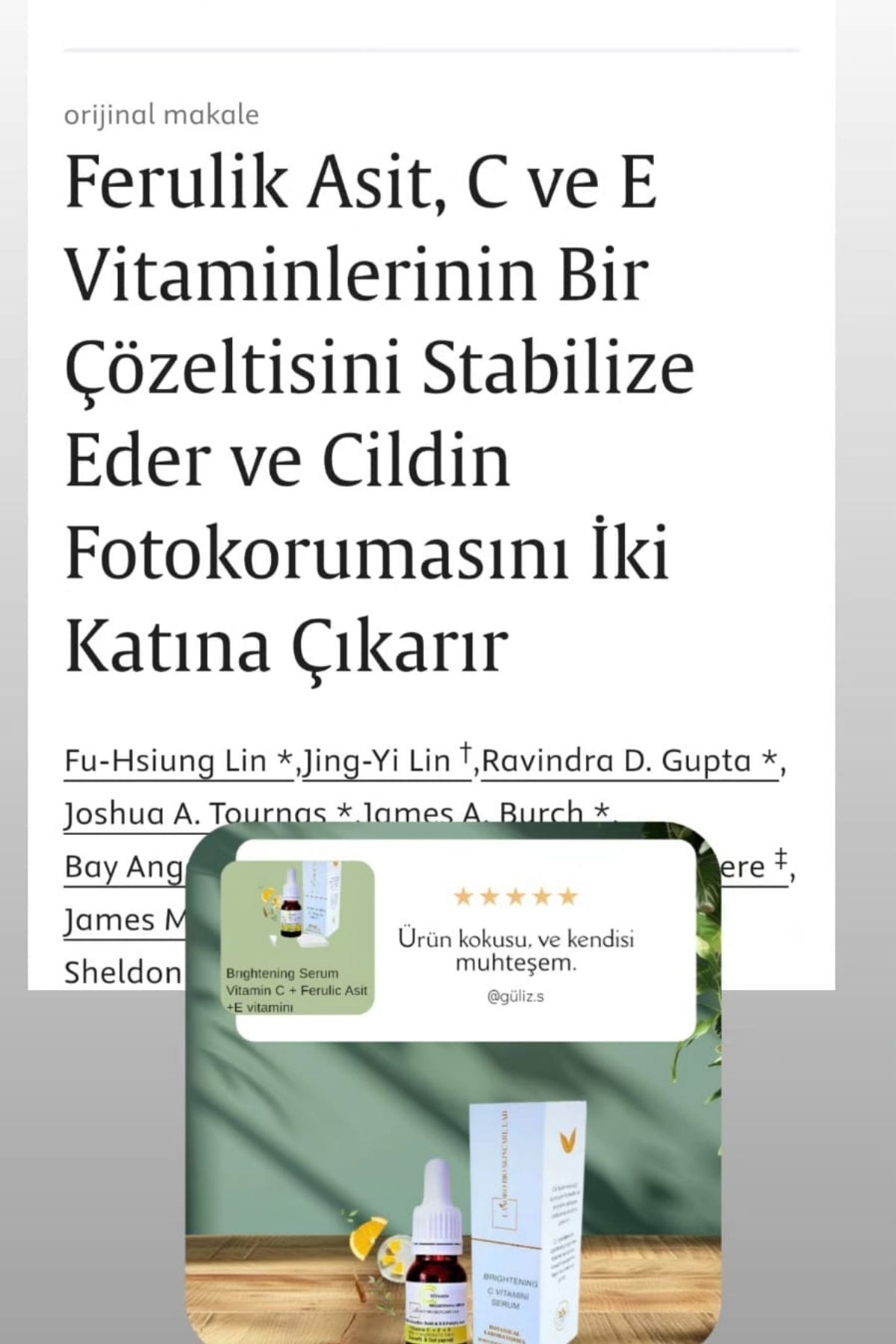 Brightening Serum Vitamin C + Ferulic Asit +E vitamini
