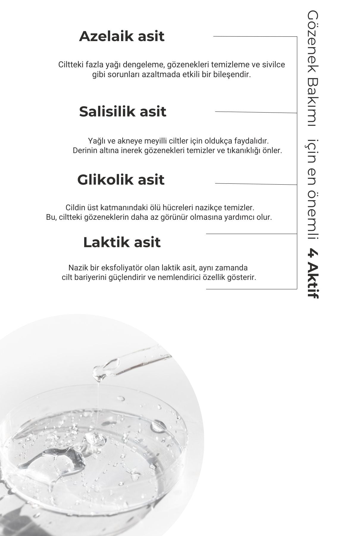 Zero Pure Gozenek Gideren Serum Azelaik asit Glikolik asit , Laktik asit Salisilik asit